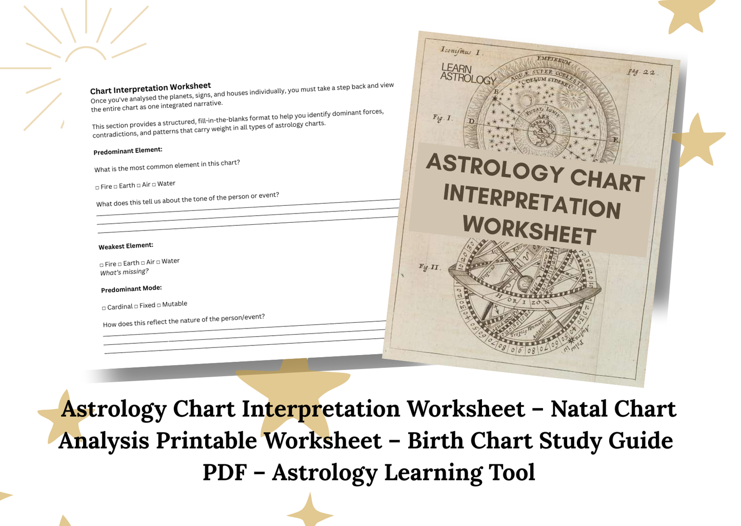 Astrology Chart Interpretation Workbook – Natal Chart Analysis – Birth Chart Study Guide PDF